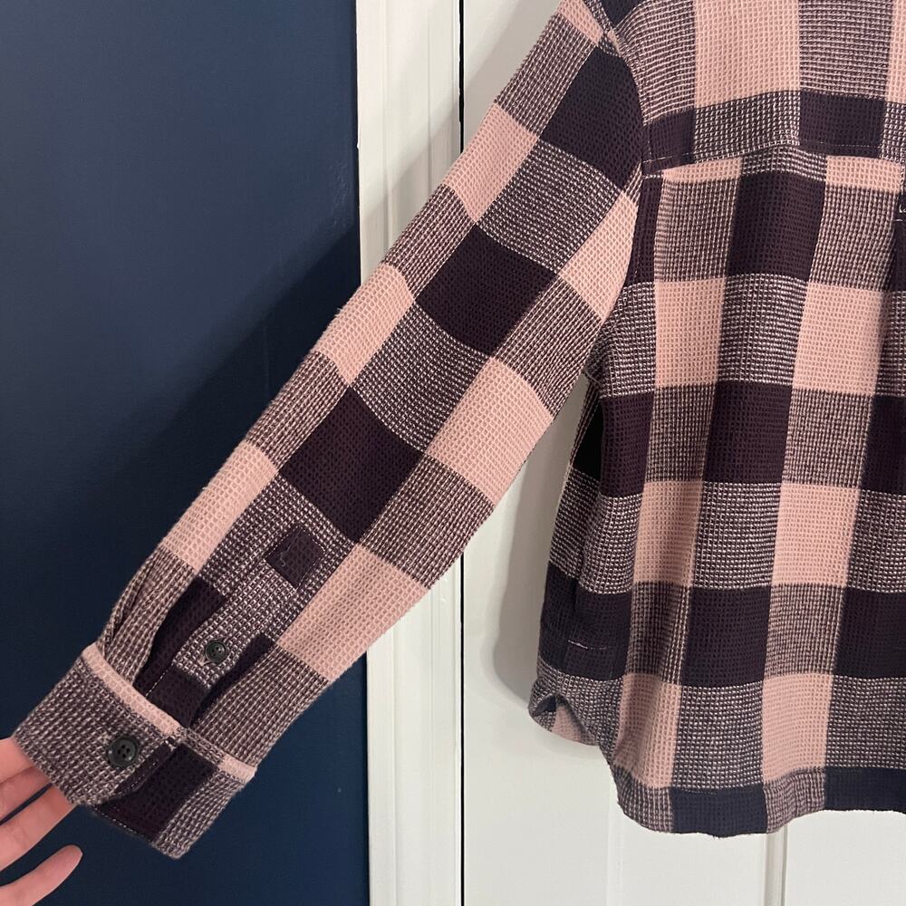 ♥️ Madewell Waffle Half Zip Popover Shirt Warm Sandstone Brown Pink Women Size M - Picture 6 of 7